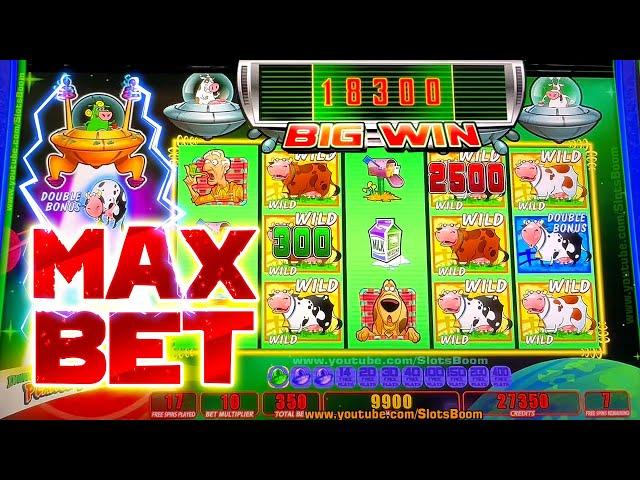 MOOOOO!!! MAX BET BONUSES!!! FREE GAMES - Invaders Return From the Planet Moolah - WMS CASINO SLOTS