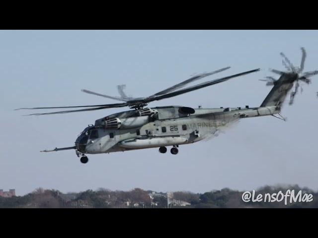 Powerful CH-53E Super Stallion Takeoff After Hot Pit Refuel at Navy Fort Worth!