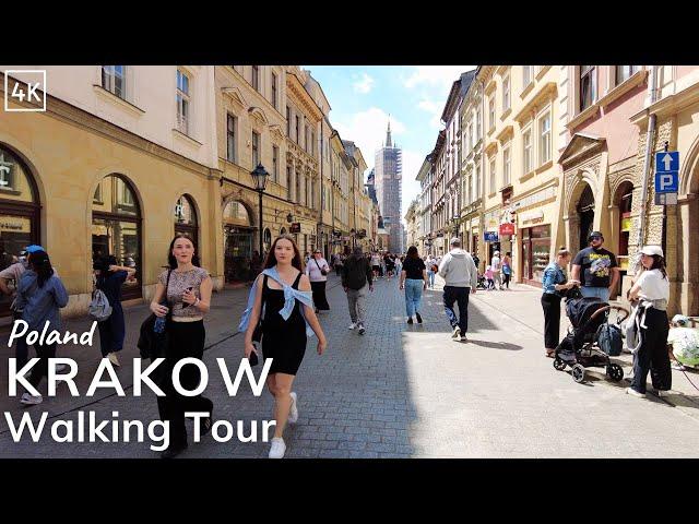 Krakow Walking Tour 4K - Beautiful Polish City - Poland - Street Walk (60fps)