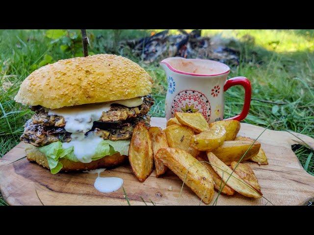 Burger Vegetarian gatit in natura (Bushcraft Style)