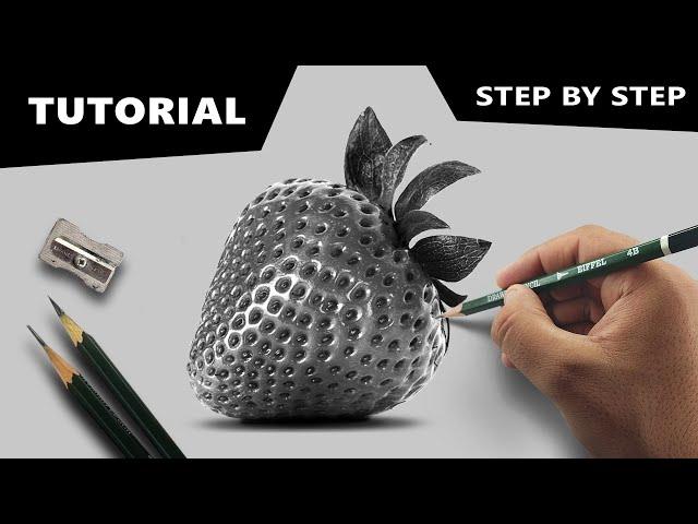 Draw Hyperrealistic Strawberry | Step-by-step Tutorial