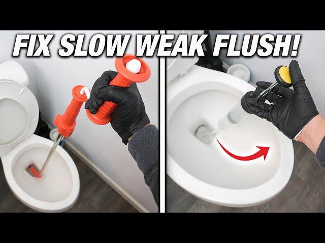 How To FIX A SLOW & Weak Flushing Toilet 4 Different Ways Guaranteed! DIY For Beginners!