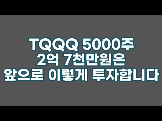 TQQQ 5000주 2억 7천만원은 앞으로 이렇게 투자합니다.