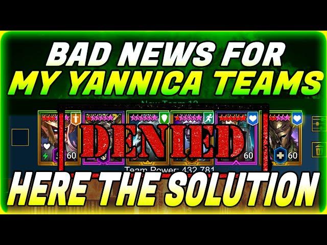 SO MY YANNICA TEAM DOES NOT WORK ON THE LIVE SERVER! U NEED TO KNOW THIS! RAID SHADOW LEGENDS