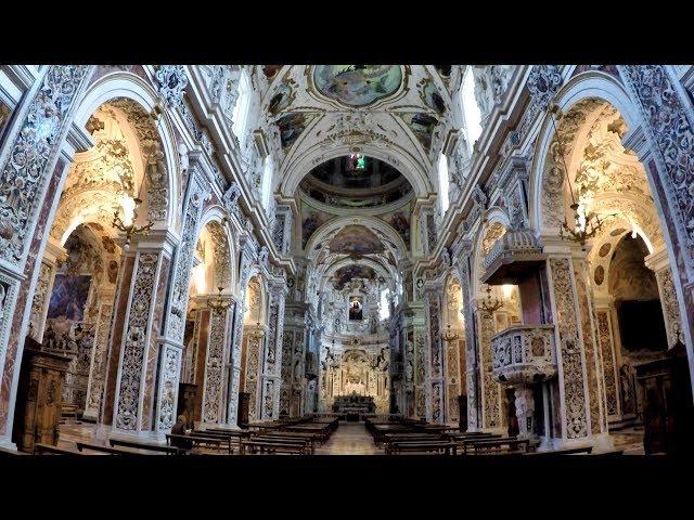 A Walk in a Marvellous Baroque Church. 'Casa Professa' in Palermo, Sicily, Italy