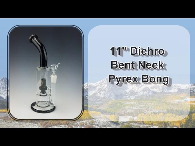 11" bent neck dichro pyrex glass bong