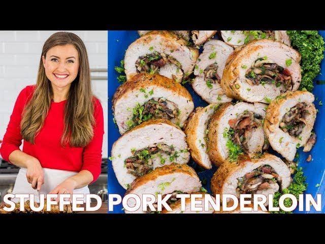 Easy Mushroom Bacon Stuffed Pork Tenderloin - Natasha's Kitchen