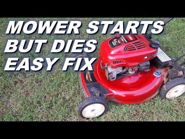 Mower starts and dies, quick and easy fix.