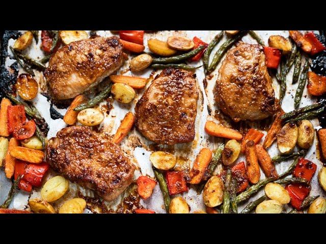 The Best Juicy Roasted Pork Chops with Potatoes & Veggies