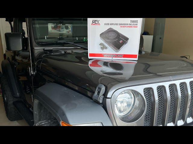 Jeep Wrangler(JL) stealth MTX Audio subwoofer install in rear cargo area.
