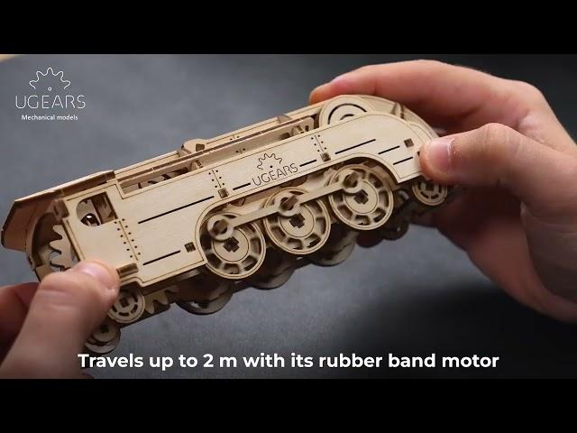 UGEARS Mini-Lokomotive - DIY 3D Holzpuzzle, Mechanischer Modellbausatz Mini-Eisenbahn 70228 Geschenk