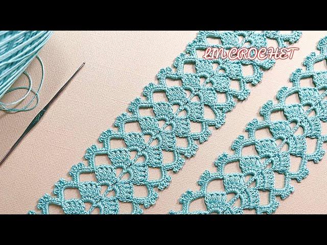 Easy Crochet  Table Runner Dress Border and Interim Lace Pattern