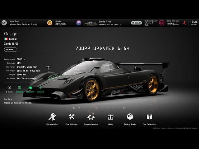 [Gran Turismo 7] Zonda R 700pp tune updated 1 54