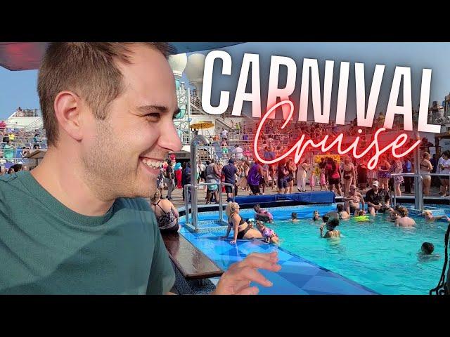 10/7/23 OUR First Day at Sea! Carnival Liberty Cruise! Room Tour, Mini Golf, Fine Dining - Bahamas