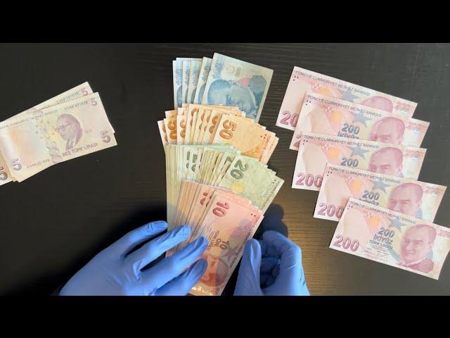 TURKISH LIRA CASH COUNT | 5,10,20,50,100,200 | ASMR | SAVINGS CHALLENGE | MONEY VISUALISATION.