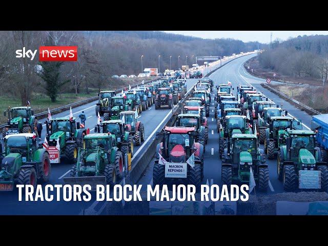 Paris: Hundreds of tractors chug towards French capital as farmers protest