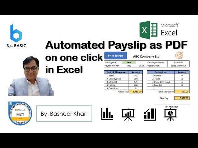 Automate payslip in PDF on one click in Excel