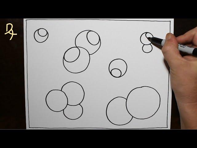 Daily Line Illusion | 3D Balls Abstract Pattern / Awesome Zentangle Drawing / Satisfying Art