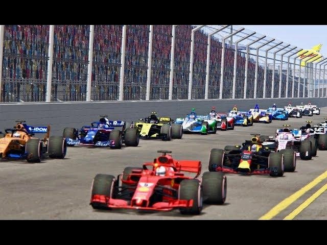 All F1 2018 Cars vs All IndyCar 2018 Cars - Oval Track