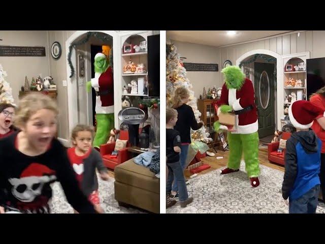 Grandma Scares Grandkids With 'The Grinch' Prank