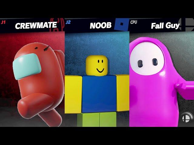 Crewmate vs Fall Guy vs Noob - Super Smash Bros Ultimate