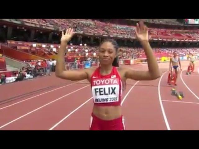 Allyson Felix Wins Women's 400M Heat 1 at IAAF World Championships Beijing 2015