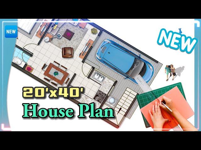 20×40 house plan with car parking, 20 by 40 home plan, 20*40 house design, small plot house map