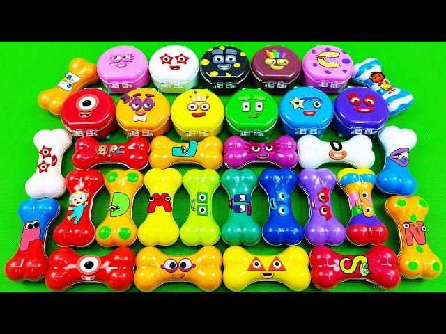 Numberblocks – Looking Rainbow SLIME with Mini Suitcases Bones Coloring! Satisfying ASMR