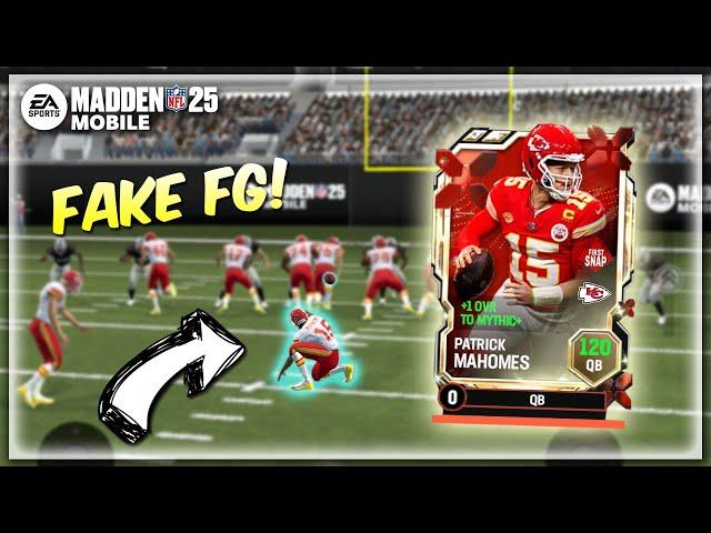 MYTHIC FIRST SNAP MAHOMES DOES A FAKE FG TD!! Madden Mobile 25 Gameplay!!