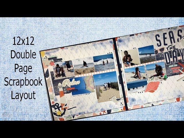12x12 Double  page  scrapbook Process  / 10 Multi photo 2 pages scrapbooking layout / CTMH Vacation