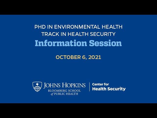 Information Session: Health Security PhD Track at the Bloomberg School of Public Health