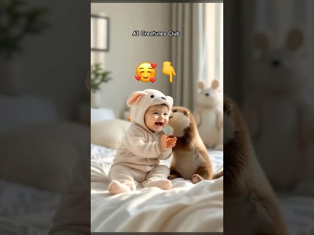 AI Draws Cute BABY, ANIMALS clapping hugging #ai #shorts #cute #trending #baby #viralshorts #trend