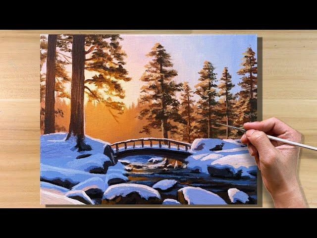 Acrylic Painting Icy Glow Landscape | Time-lapse