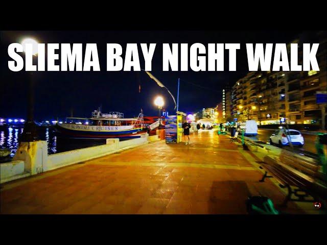 Sliema Malta Night Walk  | #walkingtour #winter #4kwalk #malta #travel #4ktour #tour #2023