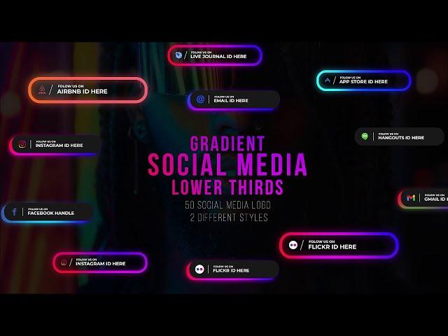 Gradient Social Media Lower Thirds: Mogrt (Pr) template