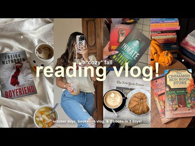 a cozy *FALL* reading vlog! relaxing october days, bookstore haul, & 3 books in 3 days!