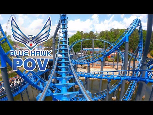 Blue Hawk Front Row POV Six Flags Over Georgia Vekoma Multi-Looper