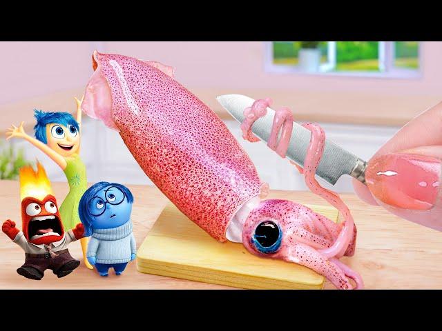 If Tina in INSIDE OUT  Cooking Miniature Squid Spaghetti Recipe with Emotions  Tina Mini Cooking