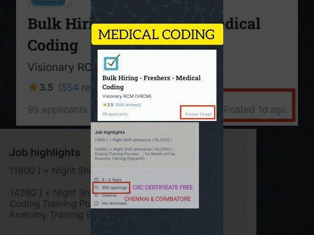 MEDICAL CODING JOBS || FRESHERS || 300 OPENINGS || #medicalcodingjobs