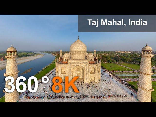 Taj Mahal, India. 360 animation in 8K.