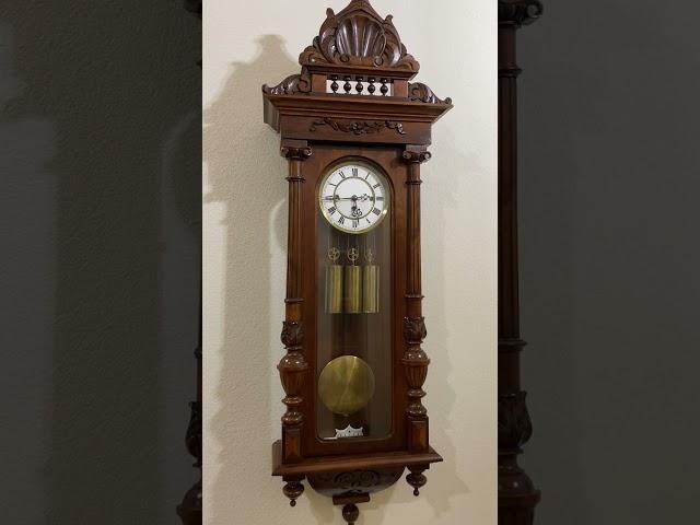 Antique Gustav Becker Vienna Regulator 3 Weight Grande Sonnerie Wall Clock 1880s