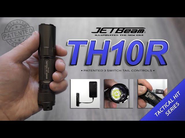 JETBeam TH10R - Tactical flashlight with patented 3 switch tail control - 3 way Type-C charge system