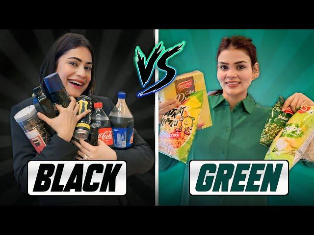 24 hours eating  black vs green challenge