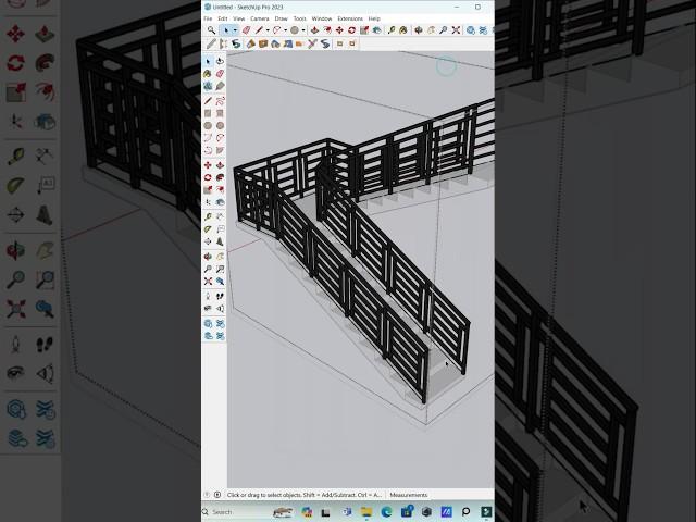 One click solution & get unlimited Railing design in SketchUp, Can u guess the Plugin? #viral #new