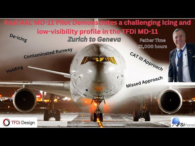 Real MD-11 Pilot and TFDI Quality Assurance pilot flies an  Icing and low visibility profile.