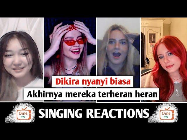 Bikin Cewek cewek Eropa Terkesima dengan lantunan Lagu yg ku nyanyiin | SINGING REACTIONS OmeTV