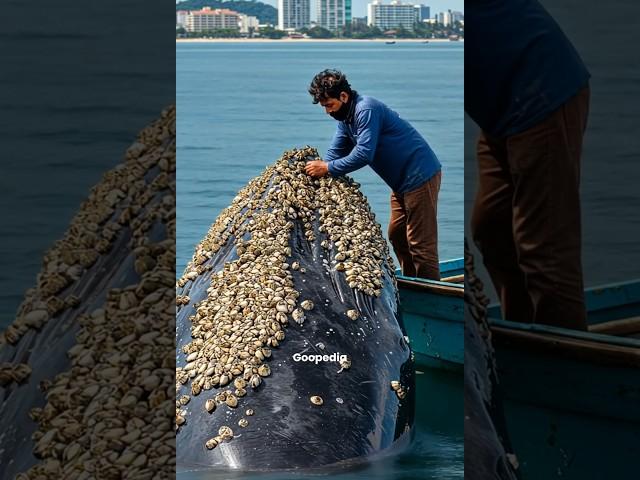 Fishermen help whales remove barnacles #whale #barnaclesremoval #shorts