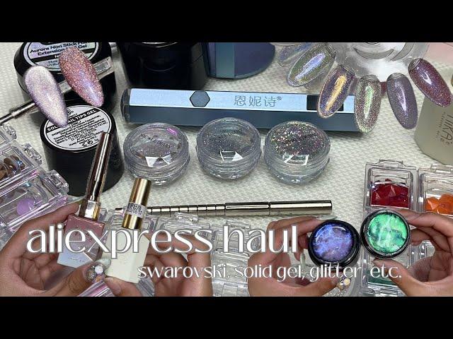 aliexpress nail haul | swarovski, gel polish, reflective glitter 