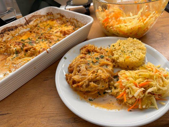 Baked pork loin in onion sauce, an idea for a delicious dinner #dinner #recipe #pork loin