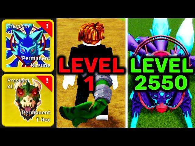 Level 1 to 2550 with Kitsune and T-Rex Fruit in Blox Fruits